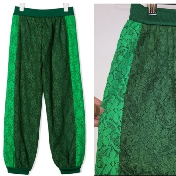 Gucci Kids Green Floral Lace Track Balloon pants Size 5 - Picture 1 of 16
